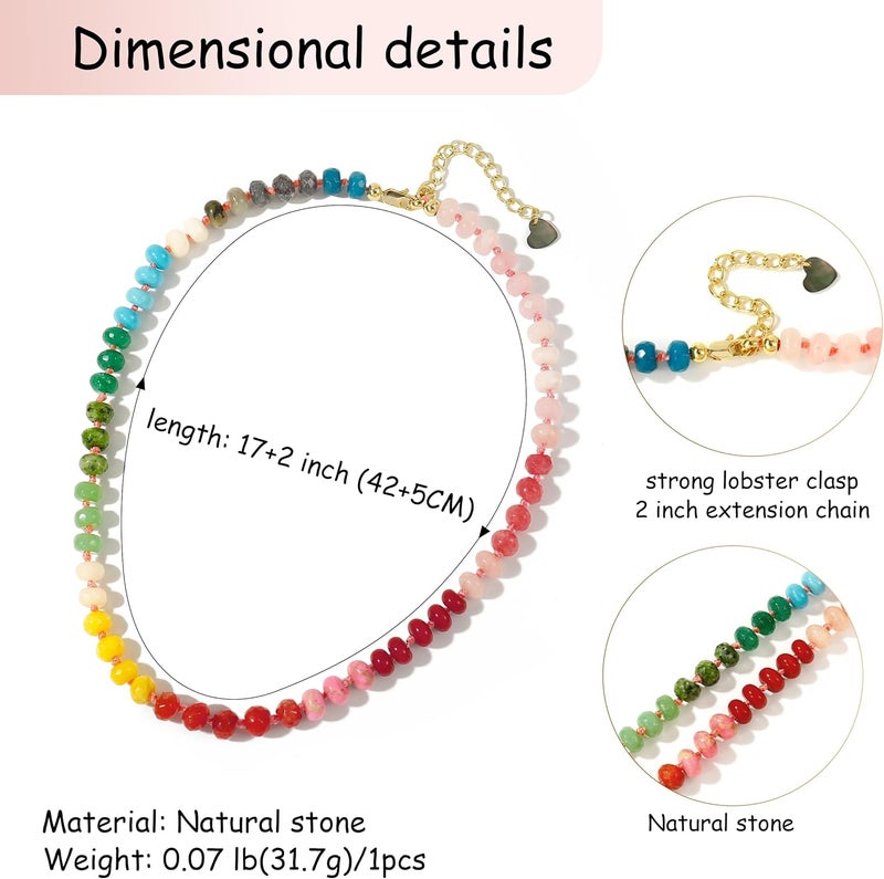 Badu Gemstone Beaded Necklace for Women Colorful Natural Stone Freshwater Pearl Surfer Beach Rainbow Necklace Jewelry Gift - Image 2